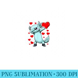 dabbing axolotl heart valentines day as girls - unique sublimation patterns