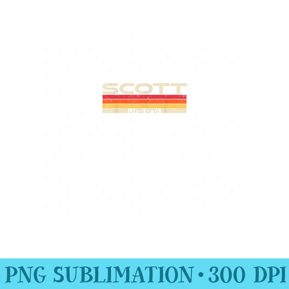 Scott Surname Birthday Family Reunion 80s 90s Sunset - Unique PNG Artwork - Perfect for Personalization