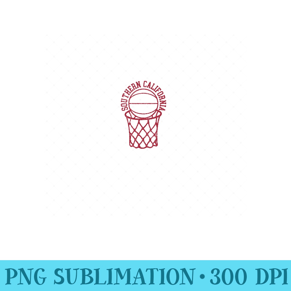 USC USC Distressed Southern California Basketball Net Retro 80s - High Resolution PNG Designs - Transform Your Sublimation Creations