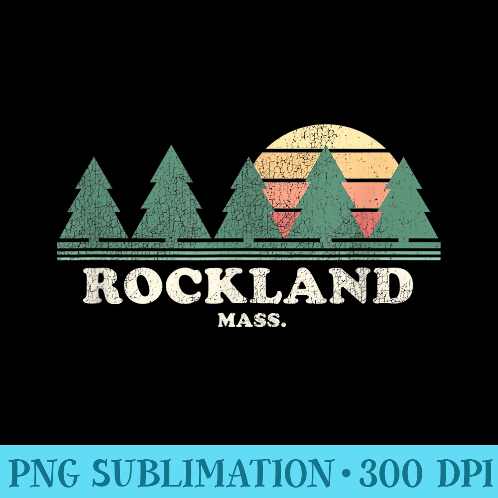 Rockland MA Vintage Throwback Retro 70s Design - Digital PNG Downloads - Stunning Sublimation Graphics