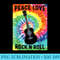 Peace Love Rock n Roll Tie Dye Hippie Guitar Music Retro - High Quality PNG Files - Instant Access To Downloadable Files