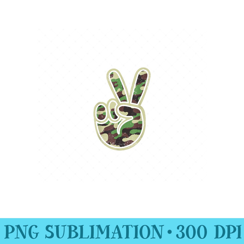 Camo Peace Sign 60s 70s 80s Retro Camouflage Toddler - Ready To Print PNG Designs - Perfect for Creative Projects