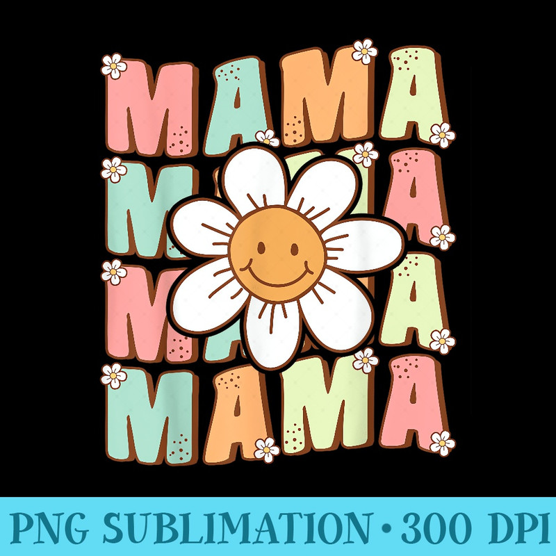 Cute Groovy Mama Matching Family Birthday Party Daisy Flower - Printable PNG Graphics - Lifetime Access To Purchased Files