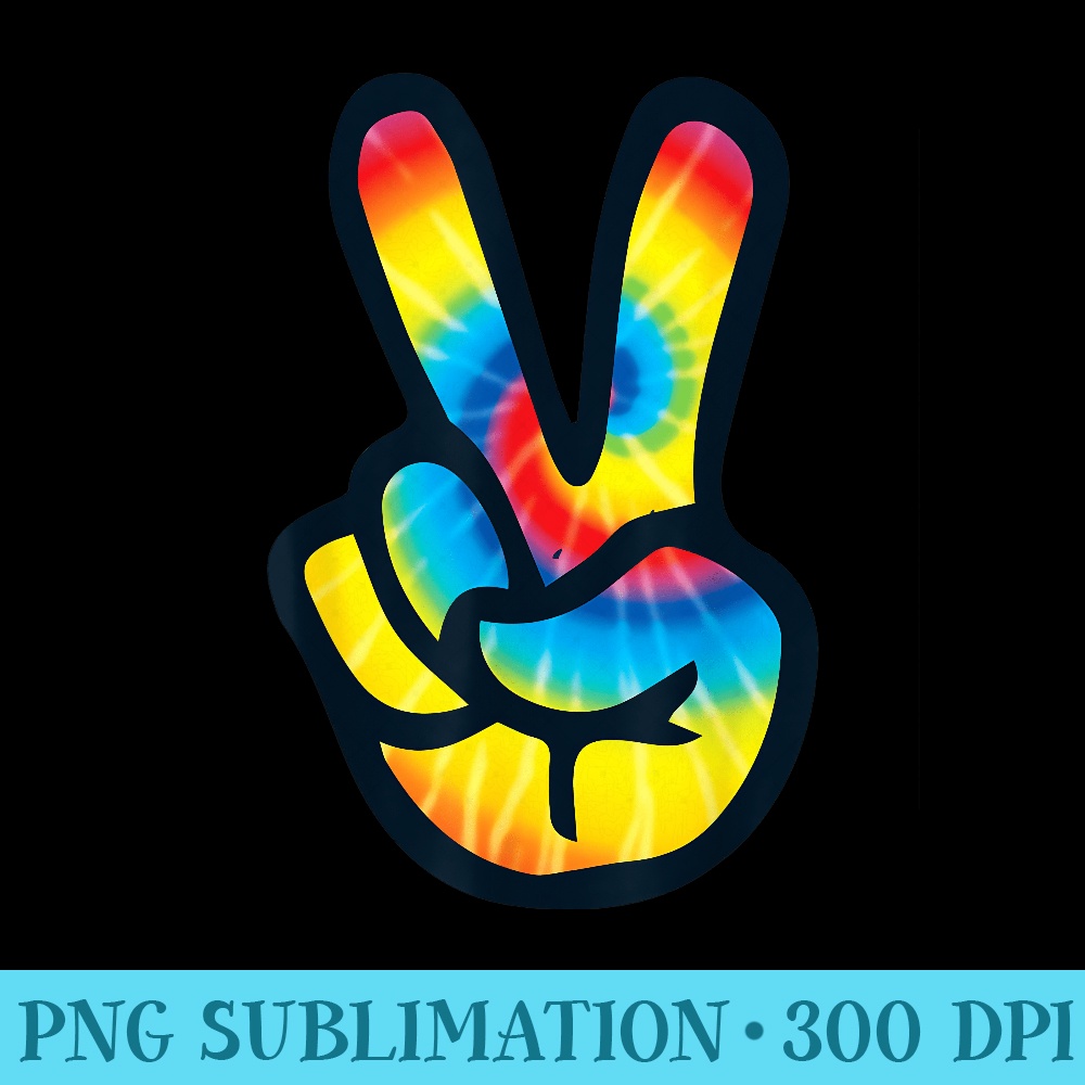 Tie Dye Peace Sign Hand T V Symbol 60s 70s 80s - PNG Design Files - Enhance Your Apparel with Stunning Detail