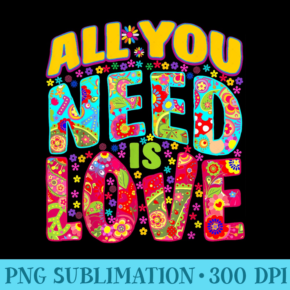 Hippie Flower Power Peace Love Retro 60s 70s - Printable PNG Images - Defying the Norms