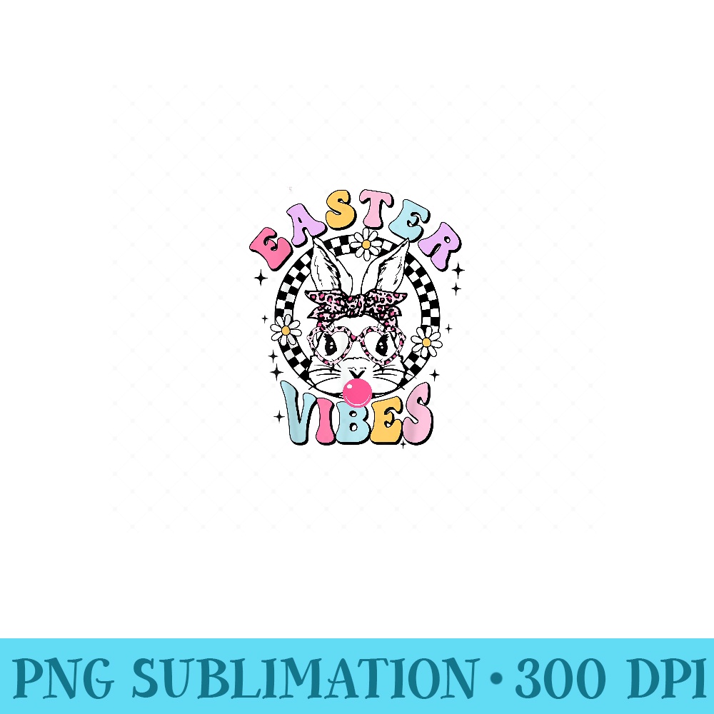Retro Easter Vibes Bunny Rabbit Face Leopard Glasses Girl - Exclusive PNG designs - Bring Your Designs to Life