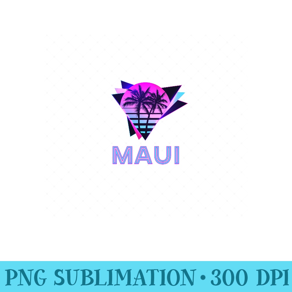 Maui Hawaii Retro 80s Palm Tree Throwback HI Souvenir Sweatshirt - PNG Templates - Lifetime Access To Purchased Files