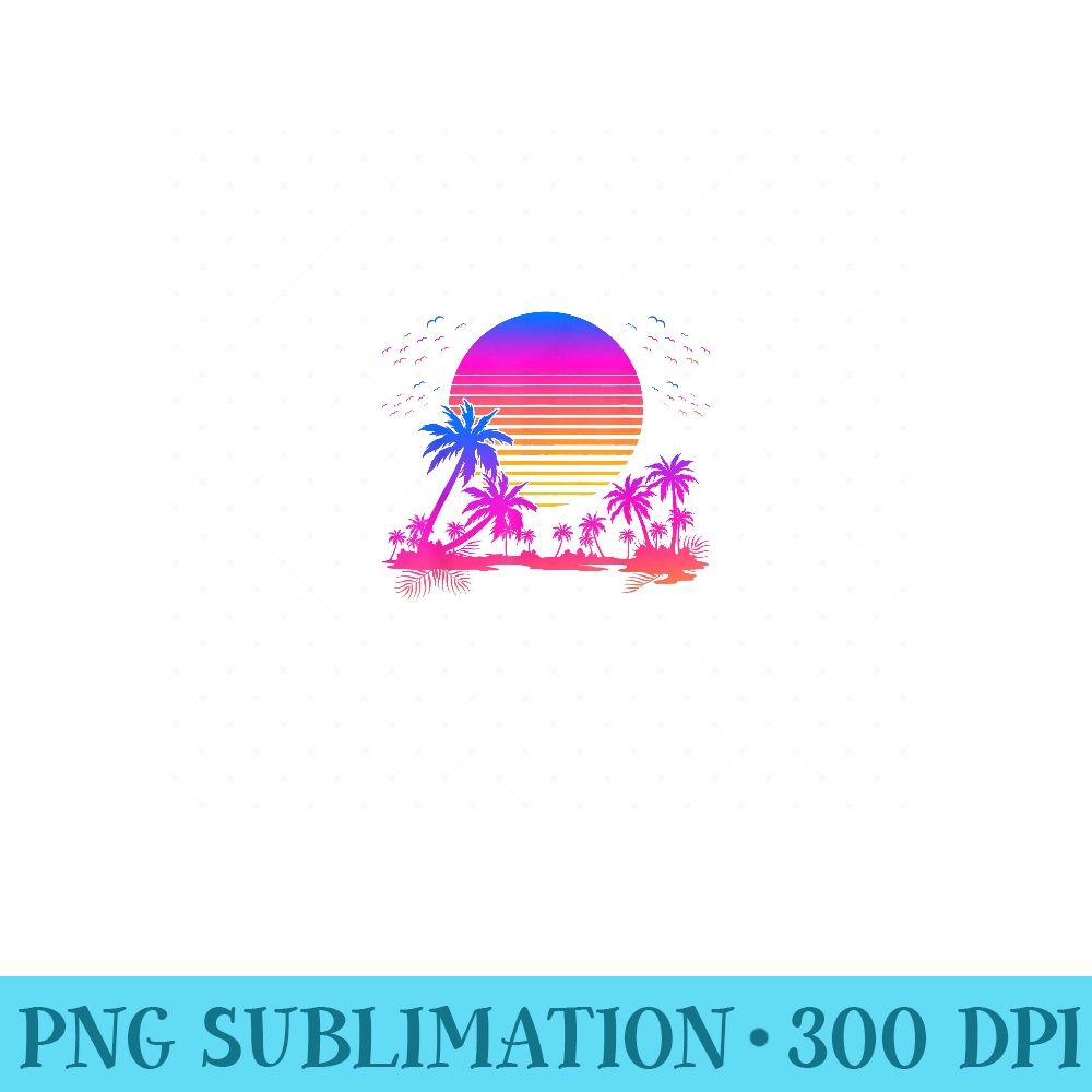 Sunset Palm Trees Retro 80s Aesthetic 90s Art Vaporwave - PNG design assets - Enhance Your Apparel with Stunning Detail