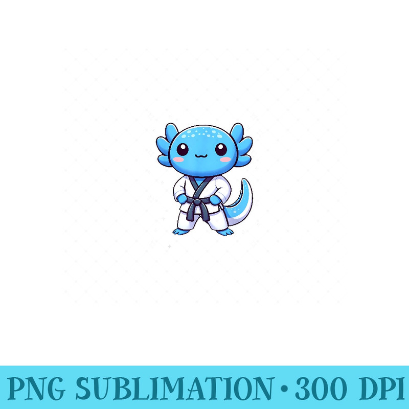 Cute kawaii karate axolotl Martial Arts - PNG Art Files - Premium Quality PNG Artwork