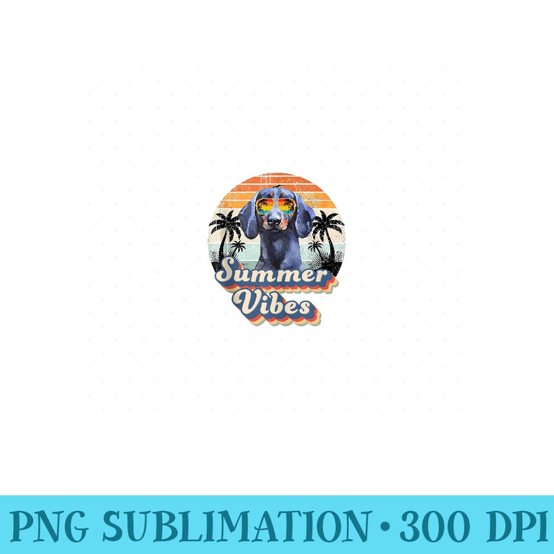 Sunshine Summer Vibes Palm Trees Beach Retro Dachshund - Unique PNG Artwork - Eco Friendly And Sustainable Digital Products