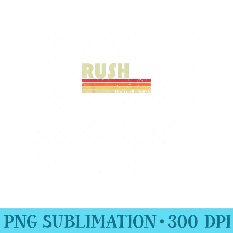 RUSH Surname Funny Retro Vintage 80s 90s Birthday Reunion - PNG Templates - Vibrant and Eye-Catching Typography