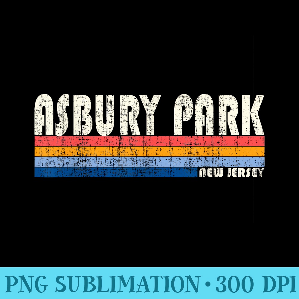 Vintage 70s 80s Style Asbury Park NJ - Printable PNG Images - Transform Your Sublimation Creations