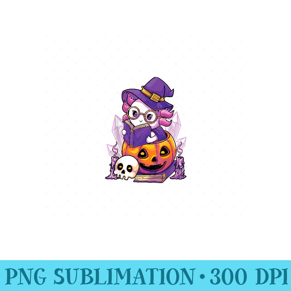 Axolotl Witch Halloween Witchcraft Cute Axolotl Pastel Goth - Exclusive PNG designs - Perfect for Personalization
