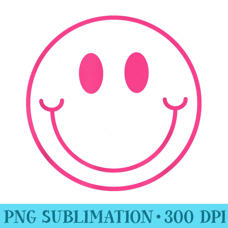 70s Cute Pink Smile Face Peace Happy Smiling Face - High Resolution PNG Designs - Boost Your Success with this Inspirational PNG Download