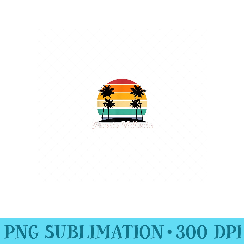 Puerto Vallarta Retro Vintage 70s 80s beach summer sun fun - Digital PNG Artwork - Boost Your Success with this Inspirational PNG Download