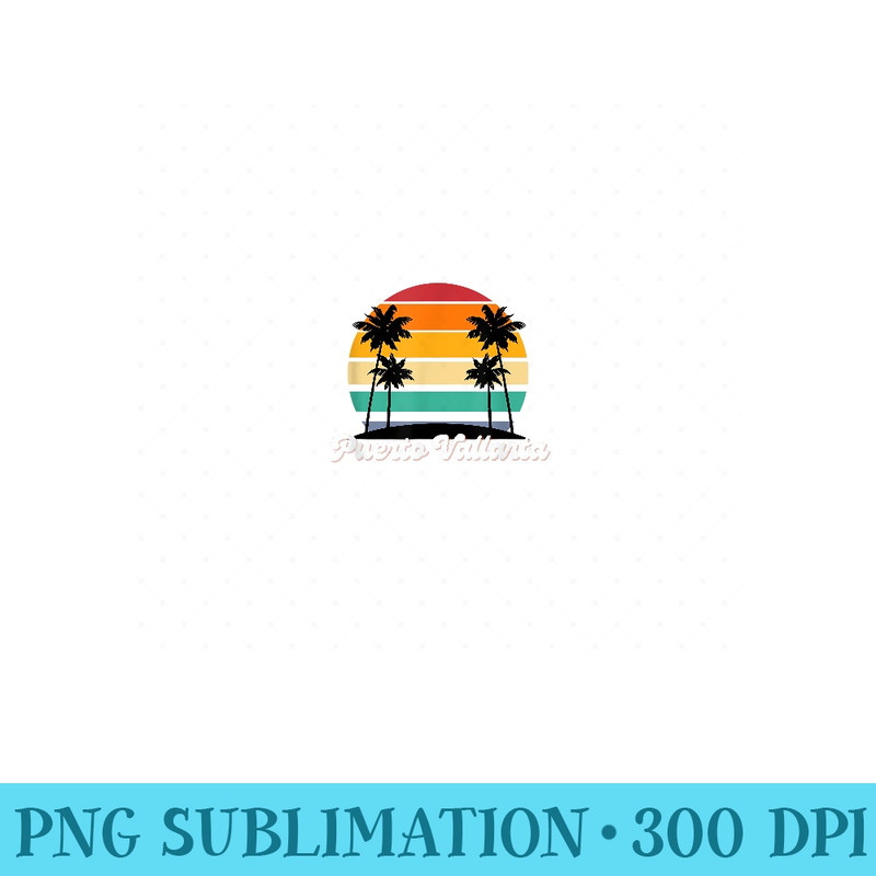 Puerto Vallarta Retro Vintage 70s 80s beach summer sun fun - Digital PNG Artwork - Boost Your Success with this Inspirational PNG Download