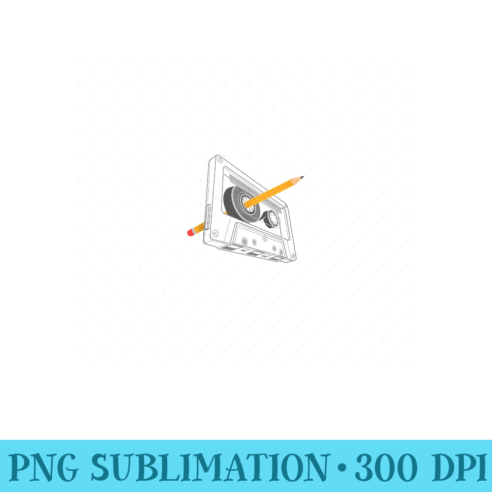 Vintage Rewind Funny 80s 90s Cassette Pencil - High Resolution PNG Designs - Unique And Exclusive Designs