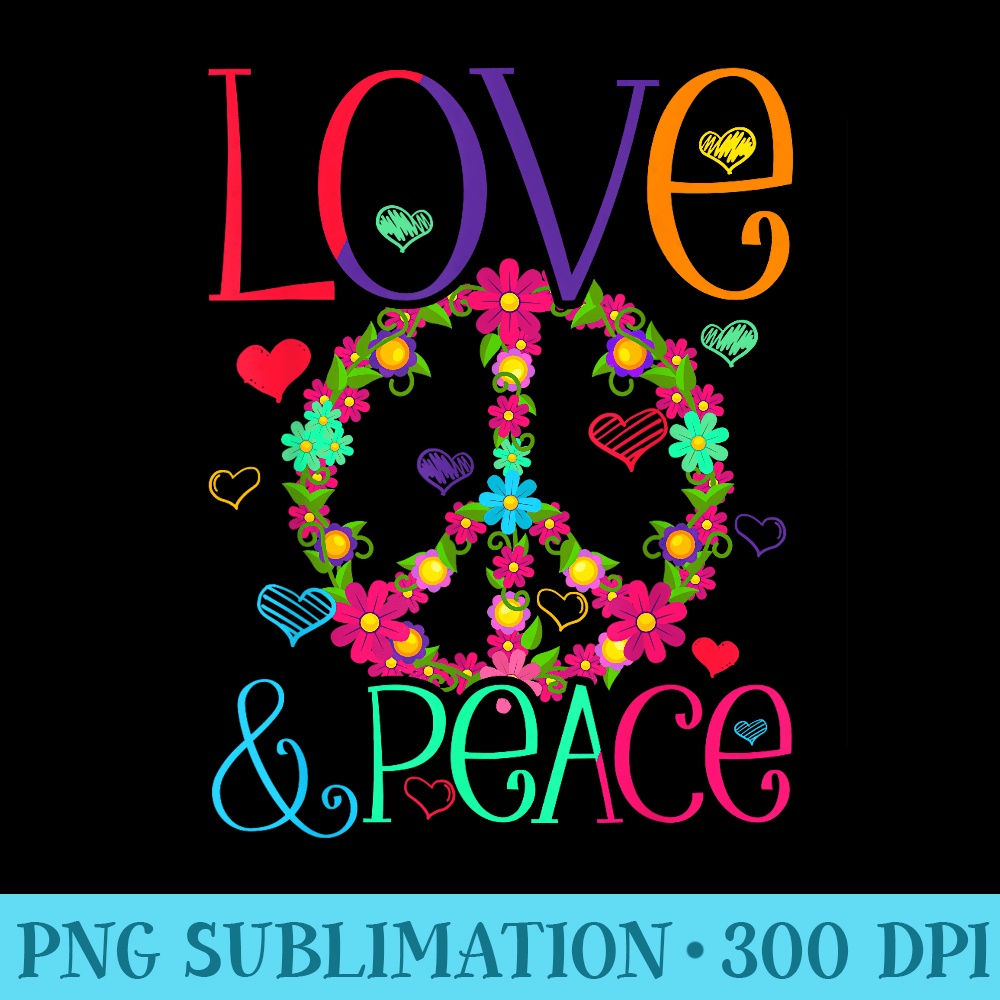 Flower Power Hippie Love Peace 60s 70s Retro - PNG Graphics - Boost Your Success with this Inspirational PNG Download