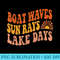 Boat Waves Sun Rays Lake Days Cute Retro 70s Summer Vacation - Unique PNG Artwork - Eco Friendly And Sustainable Digital Products
