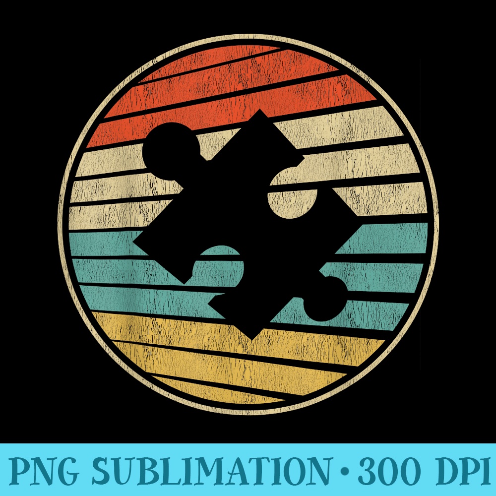 Cute Autism Awareness Vintage 70s 80s Autism Mom Dad Puzzle - Printable PNG Graphics - Unlock Vibrant Sublimation Designs