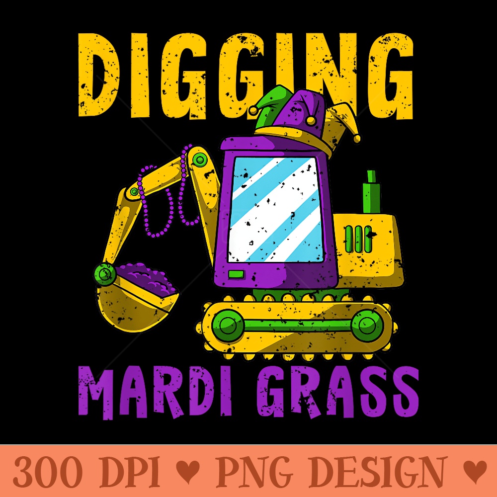 Digging Mardi Gras Cool Jester Excavator Construction - High Resolution PNG Designs - Easy-To-Print And User-Friendly Designs