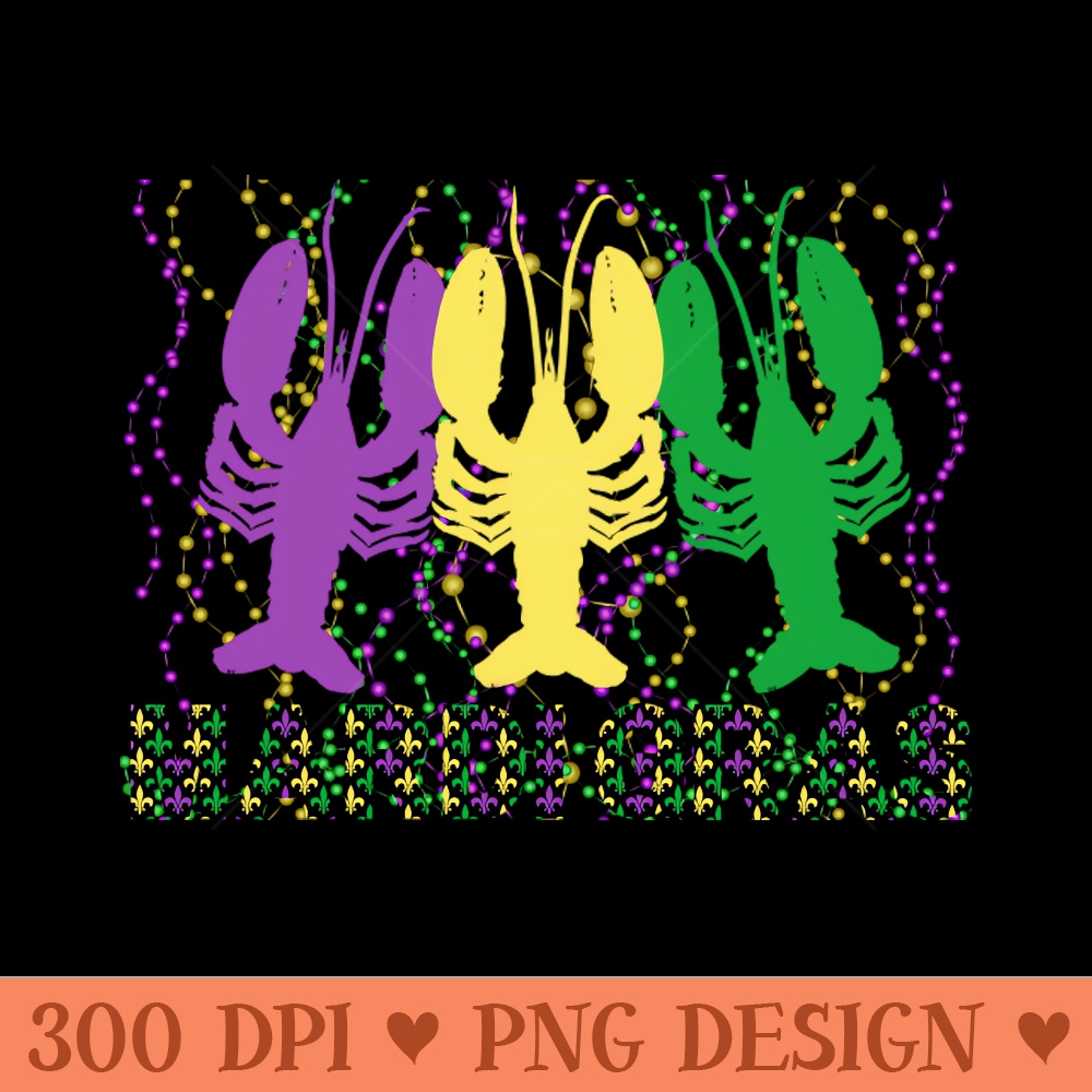 Mardi Gras Crawfish Seafood Party - PNG Clipart Download - Unlock Vibrant Sublimation Designs