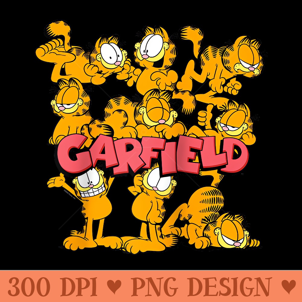 Garfield Multiple Poses Raglan Baseball - High Quality PNG Files - Bold & Eye-catching