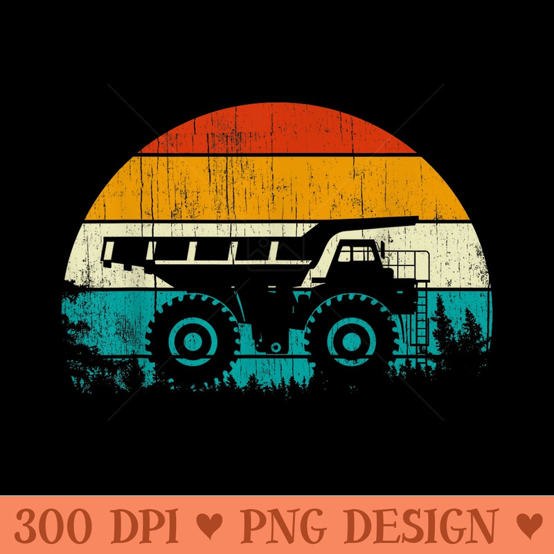 Retro Vintage Sunset Excavator Dump Construction truck - PNG Prints - Transform Your Sublimation Creations