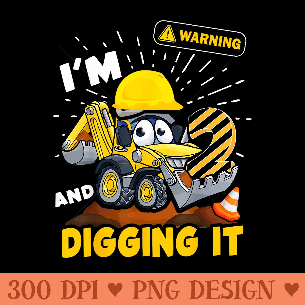 2nd Birthday Construction Excavator 2 Years Old Digger - Printable PNG Graphics - Add a Festive Touch to Every Day