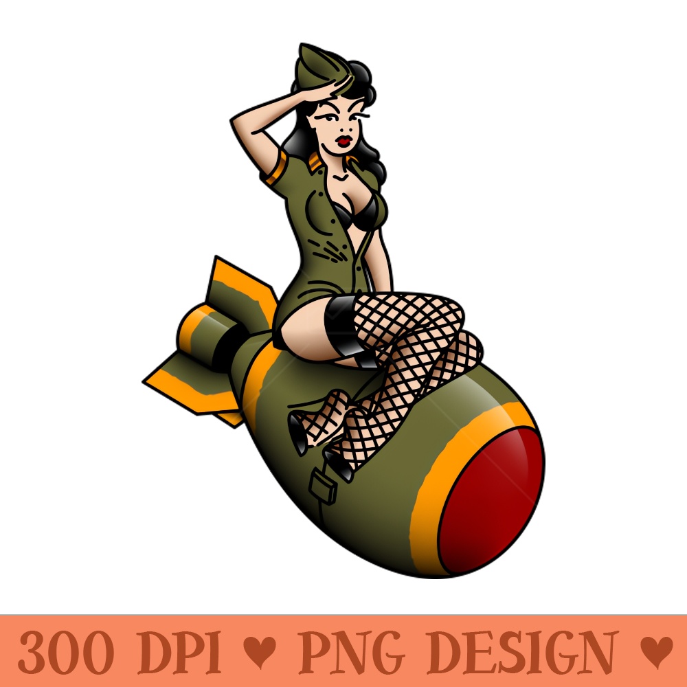 OldSaltSaltyDog American Traditional Patriotic Atomic Bomb Belle Pinup - PNG file download - Quick And Seamless Download Process