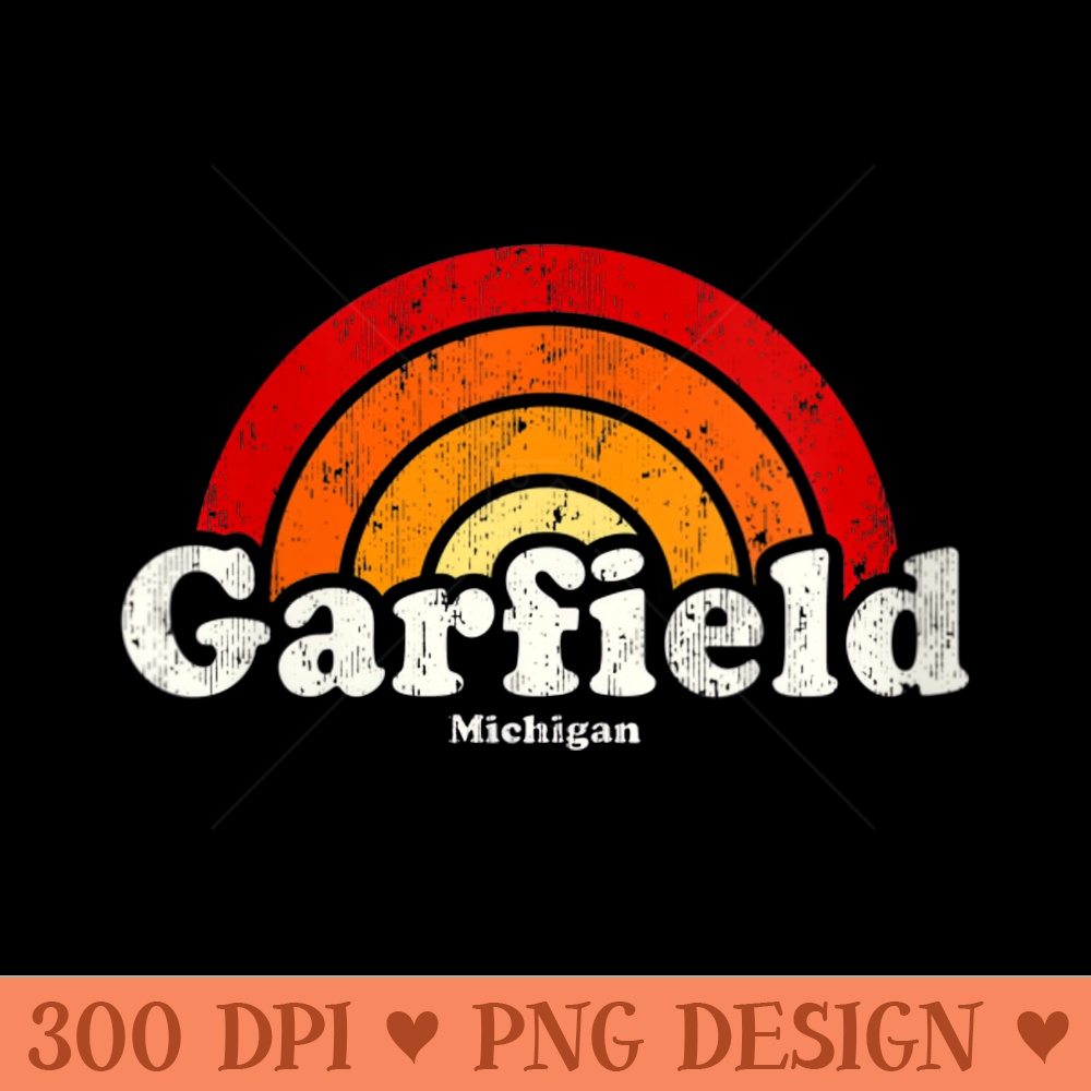 Womens Garfield Michigan MI Vintage 70s Retro Rainbow Design - Printable PNG Graphics - Trendsetting And Modern Collections