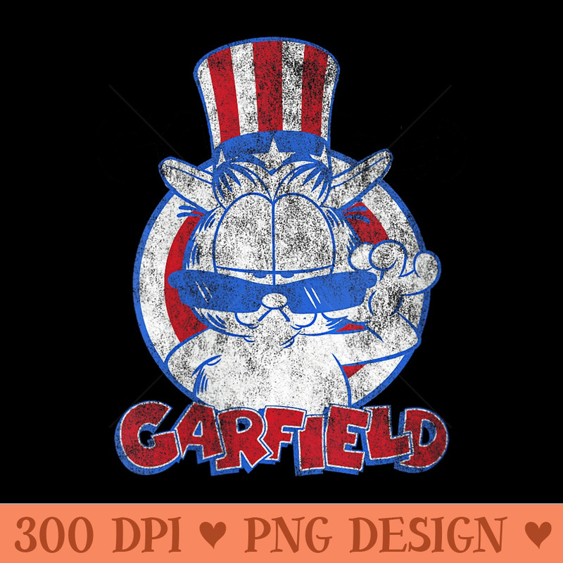 Garfield Patriotic American Flag Hat And Shades - Printable PNG Graphics - Vibrant and Eye-Catching Typography