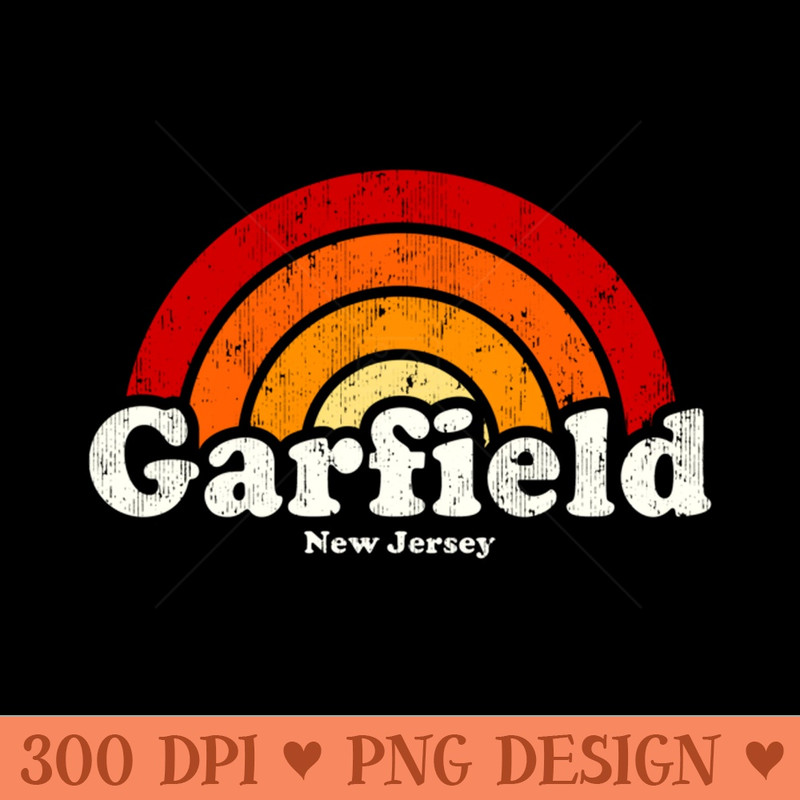 Garfield New Jersey NJ Vintage 70s Retro Rainbow Design - Sublimation PNG Designs - Perfect for Sublimation Mastery
