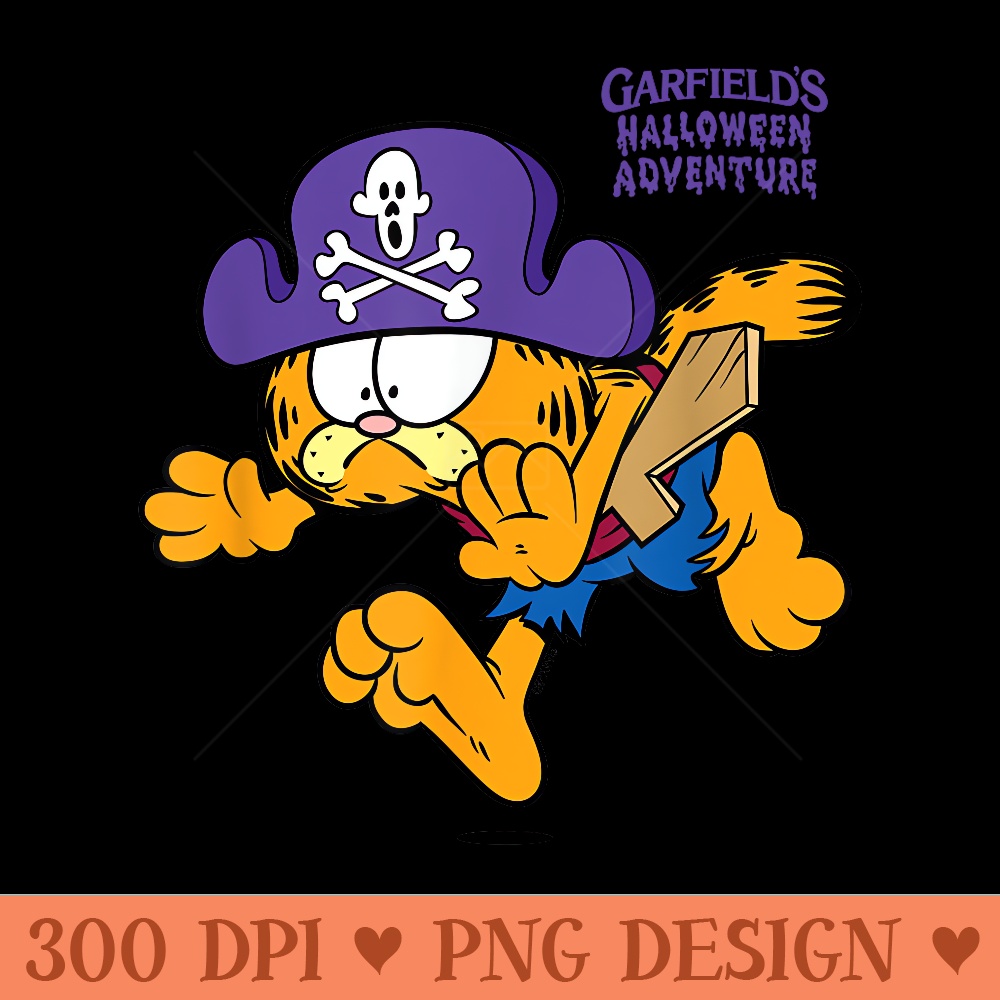 Garfield Pirate Running Away - PNG Graphics - Instantly Transform Your Sublimation Projects