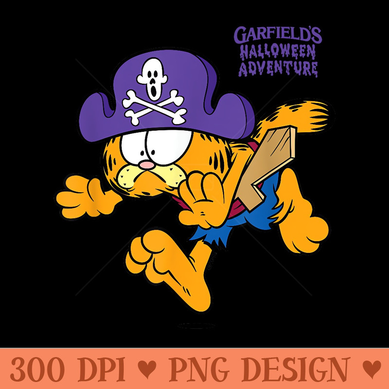 Garfield Pirate Running Away - PNG Graphics - Instantly Transform Your Sublimation Projects