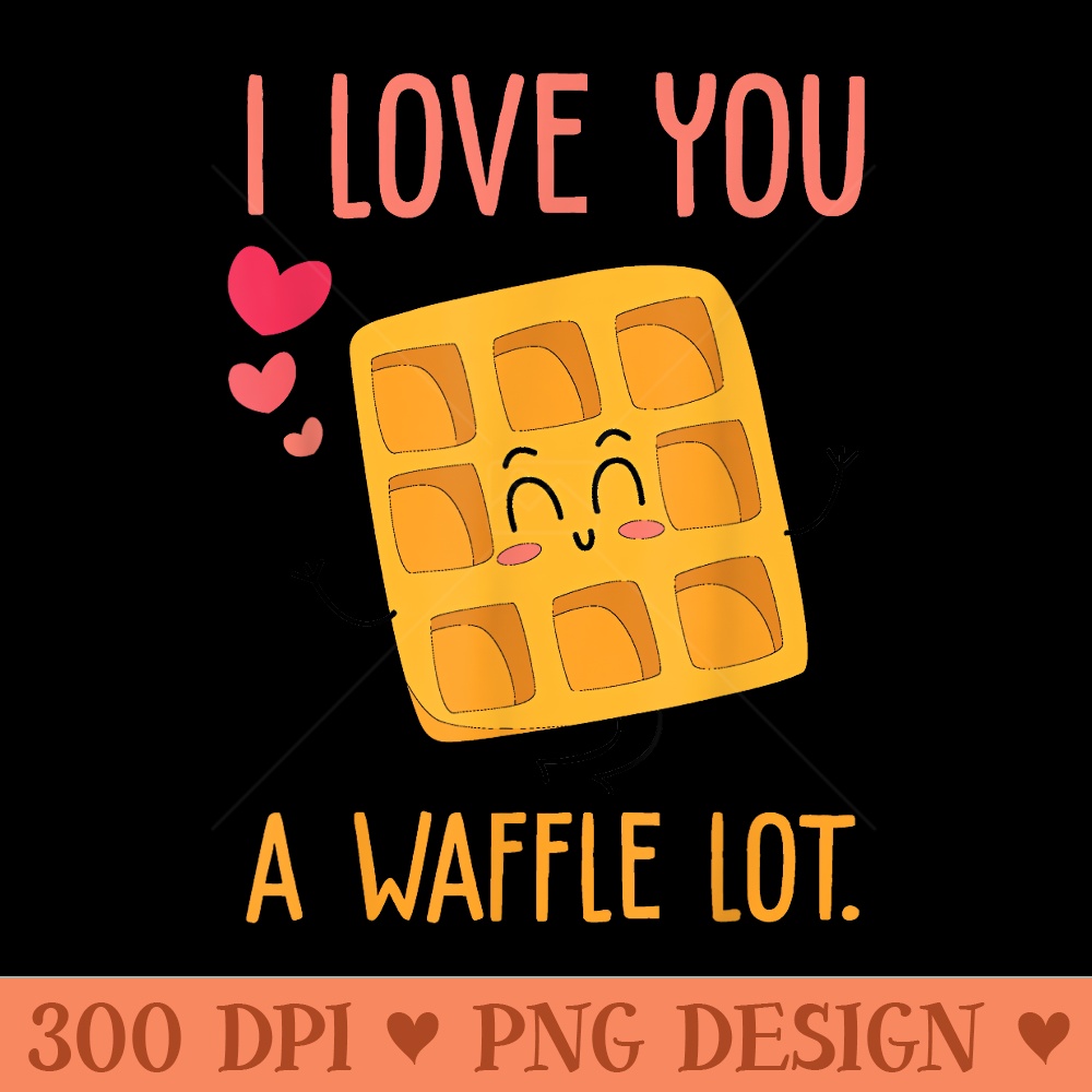 I Love You A Waffle Lot Funny Kawaii Food Couples - Vector PNG download - Perfect for Sublimation Art