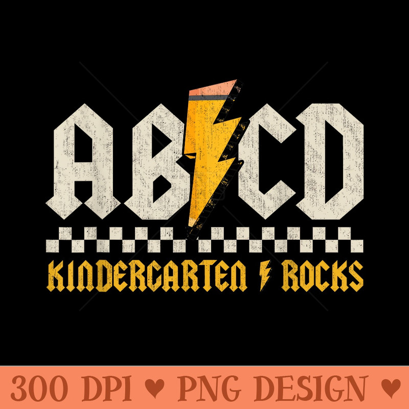 ABCD Kindergarten Rocks Pencil Lightning Students Teachers - PNG Design Files - Spice Up Your Sublimation Projects