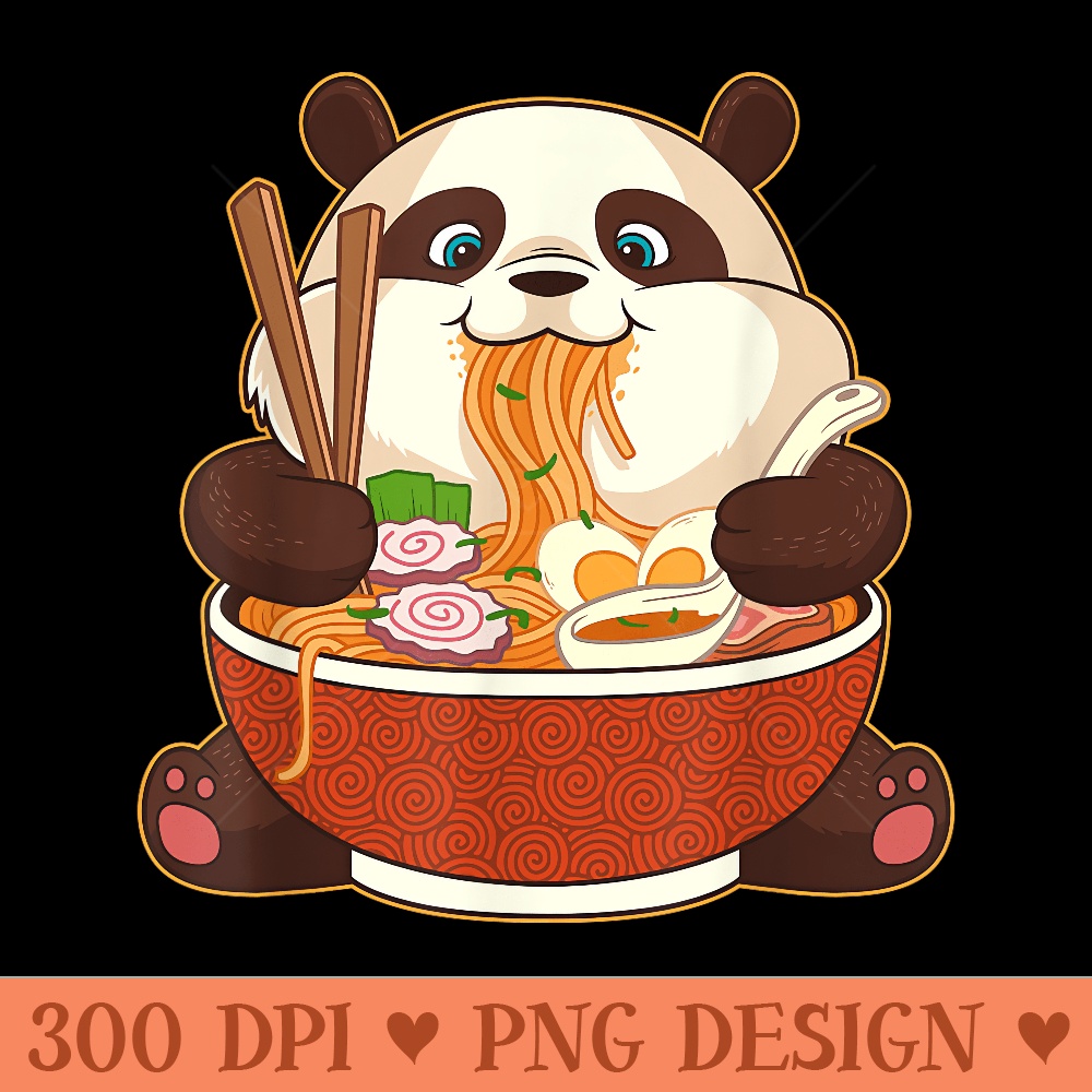 Kawaii Cute Anime Panda Otaku Japanese Ramen Noodles - Modern PNG designs - Stunning Sublimation Graphics
