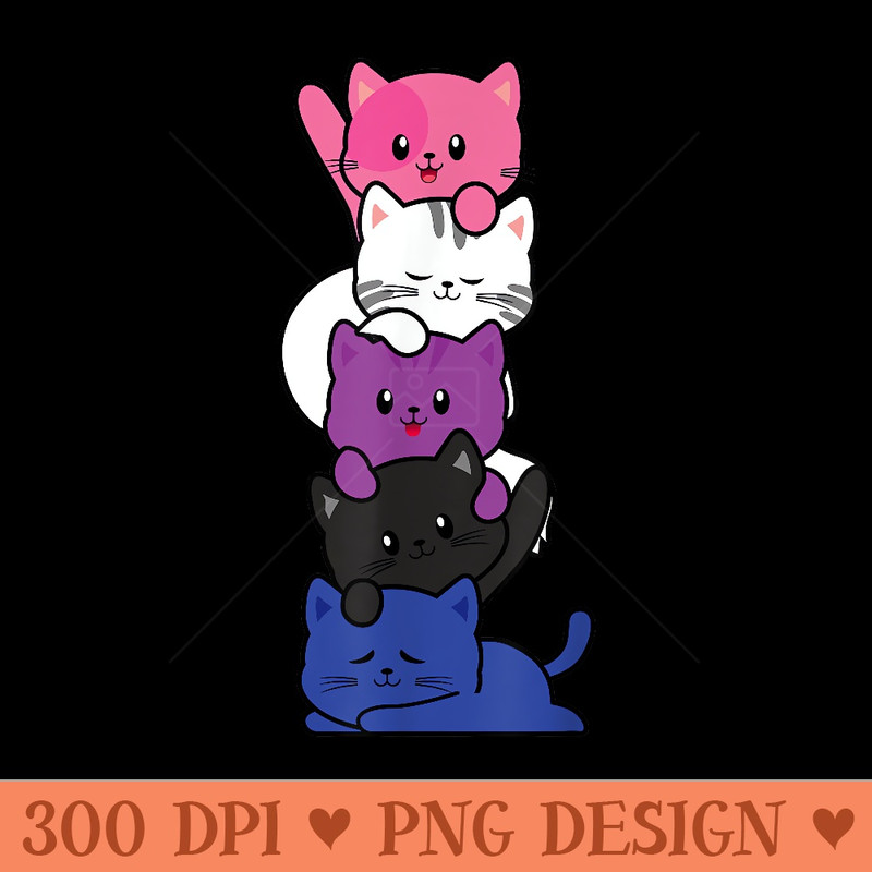 Genderfluid Kawaii Cat LGBTQ Gender Fluid Pride Flag kittens - Modern PNG designs - Spice Up Your Sublimation Projects