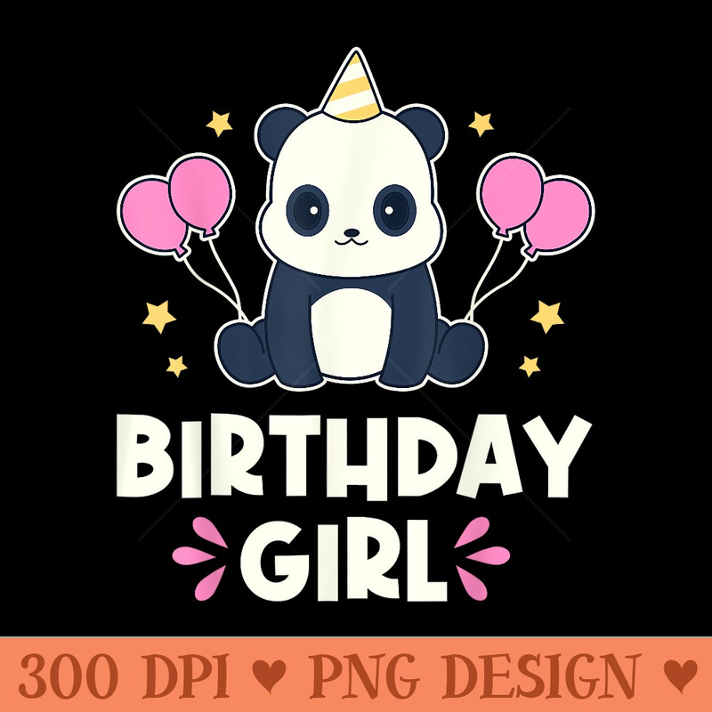 Cute Birthday Girl Kawaii Panda Graphic - PNG clipart download - Instant Access To Downloadable Files
