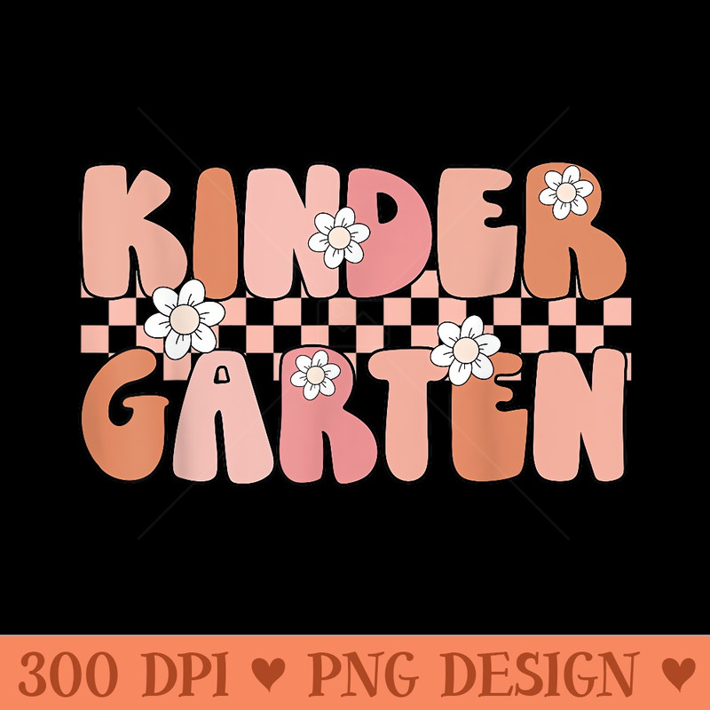 Retro Groovy Kindergarten Hello Kindergarten Teacher - High Resolution PNG Designs - Lifetime Access To Purchased Files