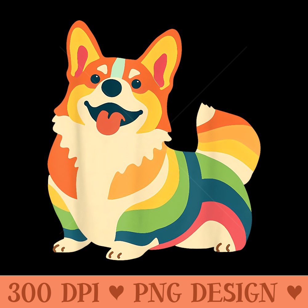 Cute Corgi Design for Corgi Lovers, Colorful Rainbow - Ready To Print PNG Designs - Perfect for Sublimation Mastery