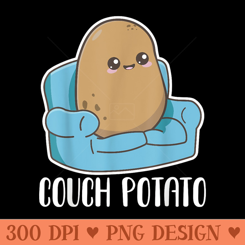 Couch Potato Cute Kawaii Funny Potato - High Resolution PNG download - Perfect for Personalization