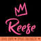 Reese the Queen Pink Crown Name for Called Reese - Digital PNG Artwork - Bold & Eye Catching