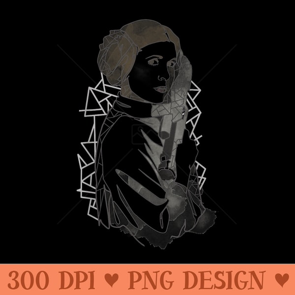 Star Wars Princess Leia Geometric Line Drawing T - PNG clipart download - Perfect for Sublimation Art