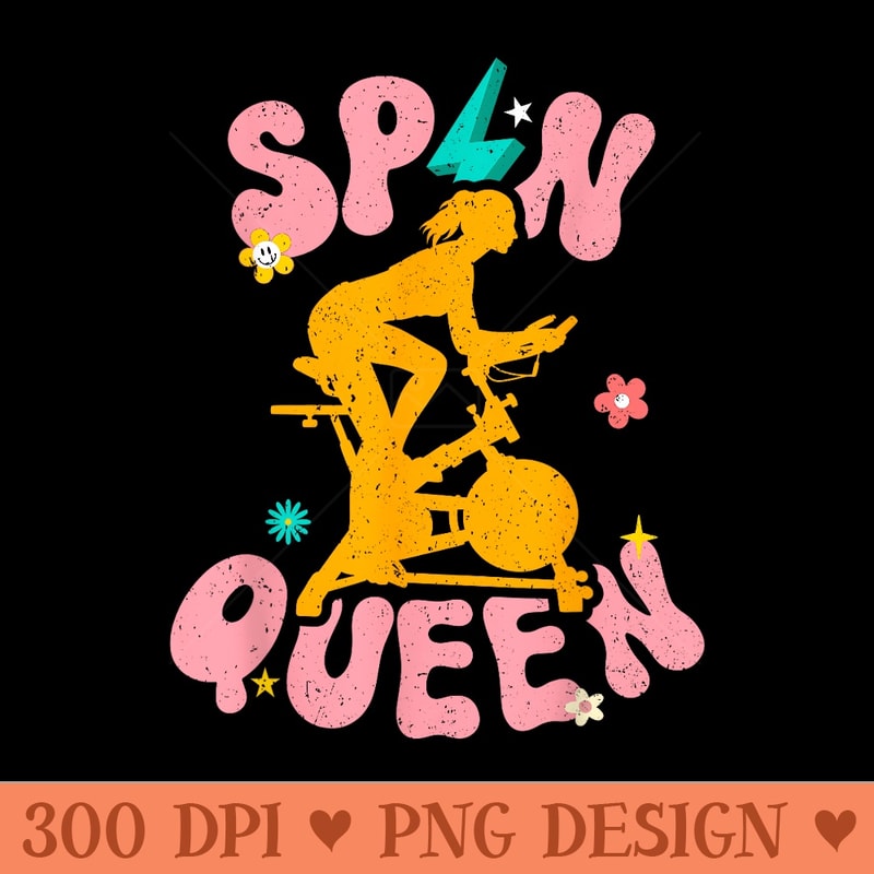 Spin Class Queen Indoor Cycling Workout Stationary Spin Bike - Printable PNG Graphics - Perfect for Creative Projects