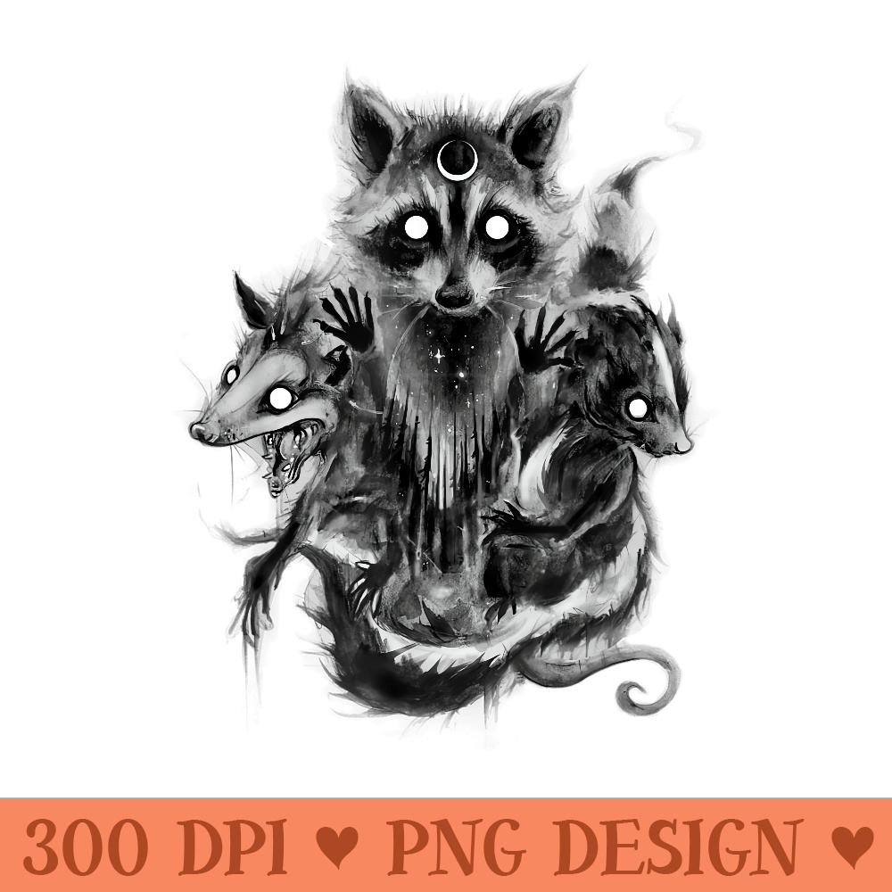 Team Trash Spirit Opossum Raccoon Skunk Local Street Cats - Transparent PNG Clipart - Stunning Sublimation Graphics
