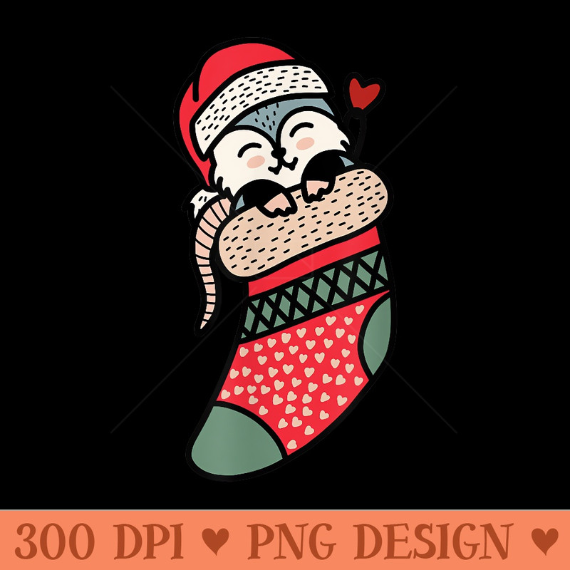 Cute Baby Possum In Christmas Sock Xmas Pajama - PNG Templates - Stunning Sublimation Graphics