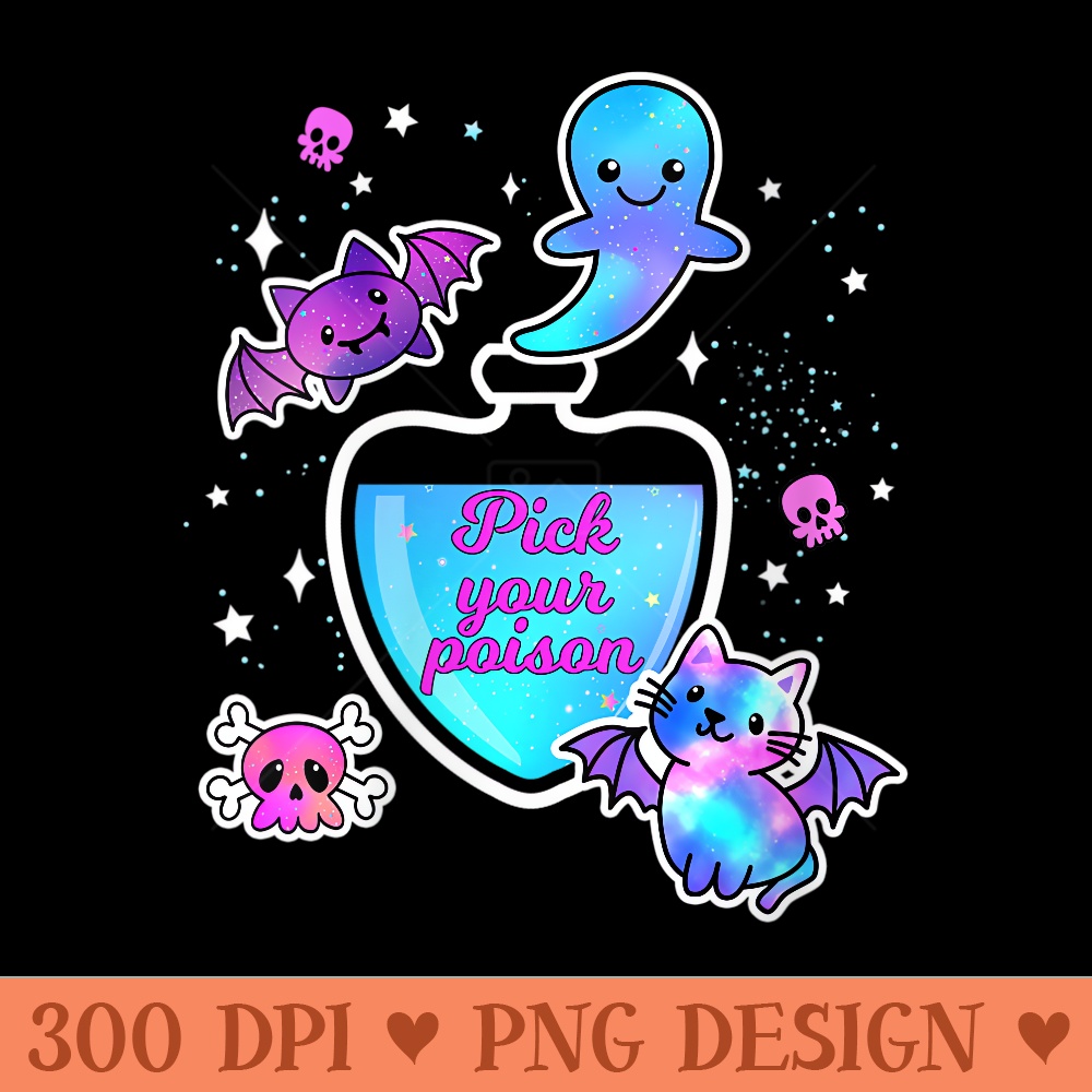 s Pastel Goth Kawaii Potion Ghost Cat Bat Skull Galaxy Poison - Exclusive PNG designs - Versatile And Customizable Designs