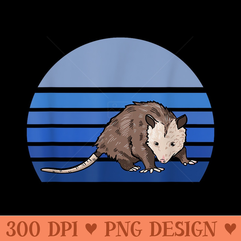 Blue Retro Sun Opossum Illustration Love Opossum Owner - PNG Templates - Perfect for Personalization